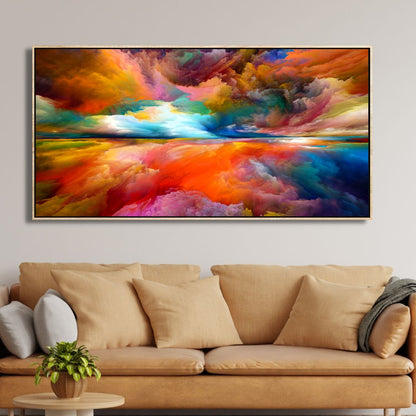 Vibrant Abstract Oil Painting of Colorful Morning Clouds and Scenic Sky