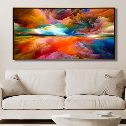 Vibrant Abstract Oil Painting of Colorful Morning Clouds and Scenic Sky