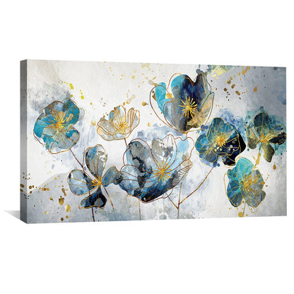 Elegant Blue Floral Oil Painting for Contemporary Home Decor