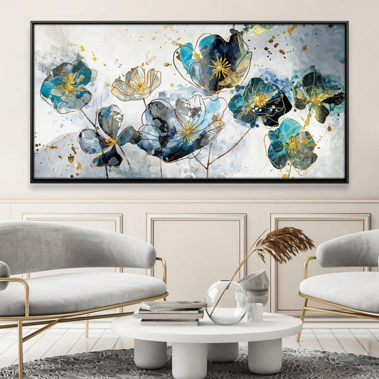 Elegant Blue Floral Oil Painting for Contemporary Home Decor