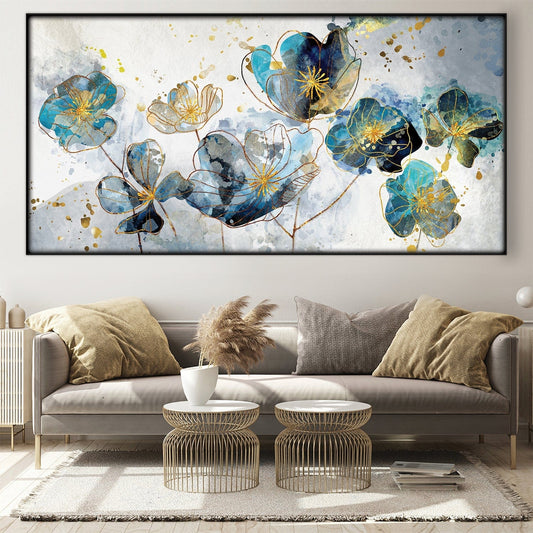 Elegant Blue Floral Oil Painting for Modern Home Decor
