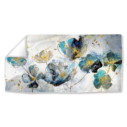 Elegant Blue Floral Oil Painting for Modern Home Decor