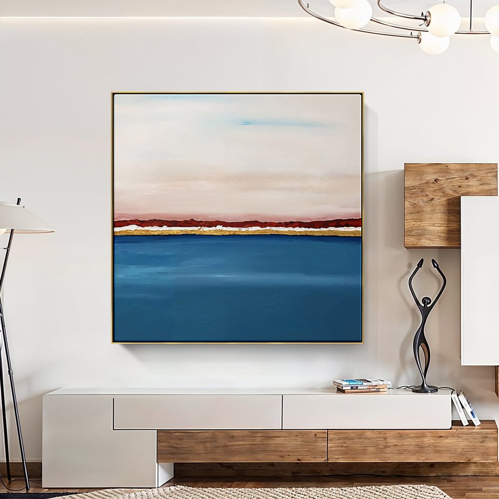 Vibrant Coastal Sunset Oil Painting for Home Decor and Art Lovers