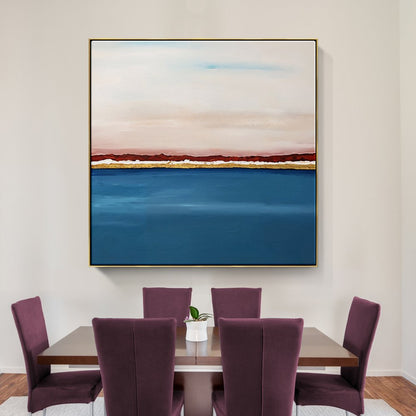 Vibrant Coastal Sunset Oil Painting for Home Decor and Art Lovers