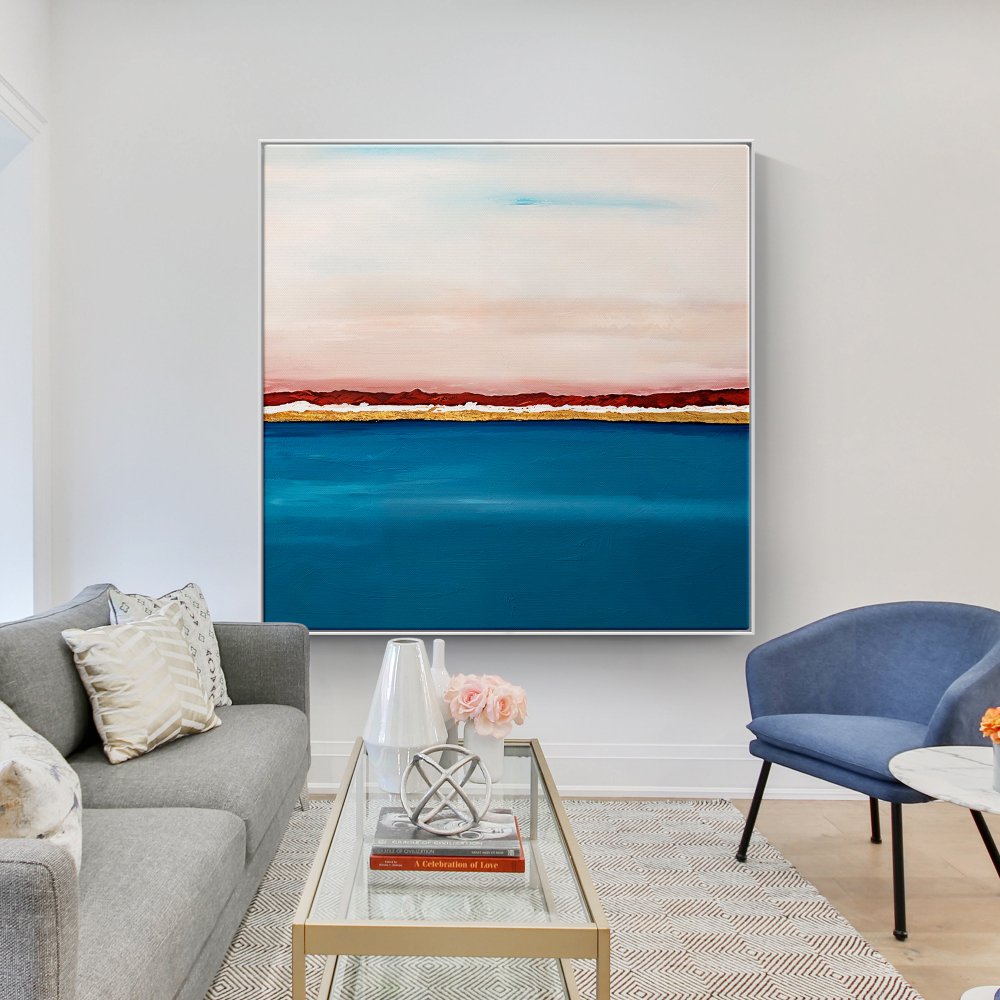 Vibrant Coastal Sunset Oil Painting for Home Decor and Art Lovers