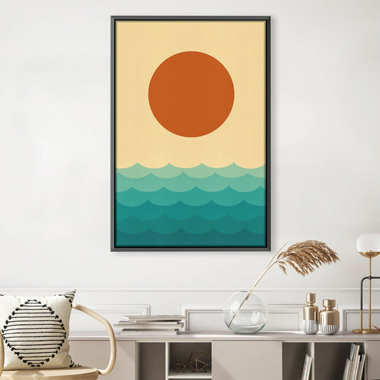 Sunset Over Serene Waves - Abstract Oil Painting for Tranquil Home Decor