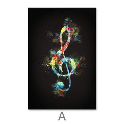 Vibrant Musical Notes Oil Painting for Modern Home Decor