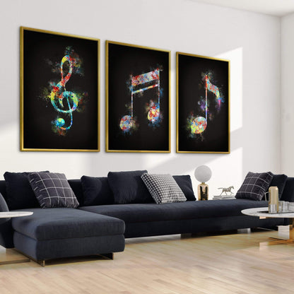 Vibrant Musical Notes Oil Painting for Modern Home Decor