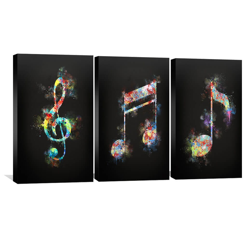 Vibrant Musical Notes Oil Painting for Modern Home Decor