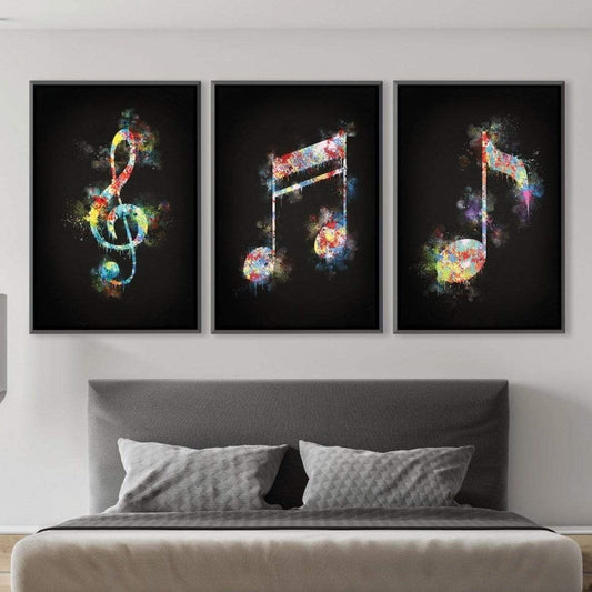 Vibrant Musical Notes Oil Painting for Modern Home Decor