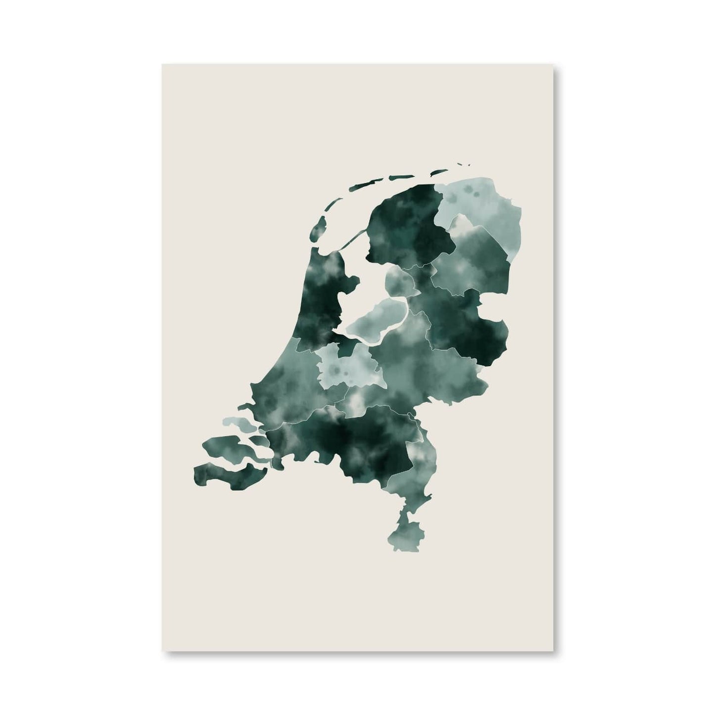 Abstract Green Map of Netherlands | Elegant Oil Painting for Modern Decor