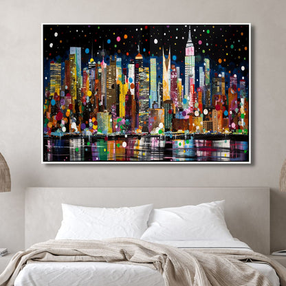 Vibrant New York City Skyline Pop Art Oil Painting for Modern Home Decor