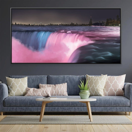 Stunning Niagara Falls Oil Painting - Serene Watercolor Canvas for Home Decor