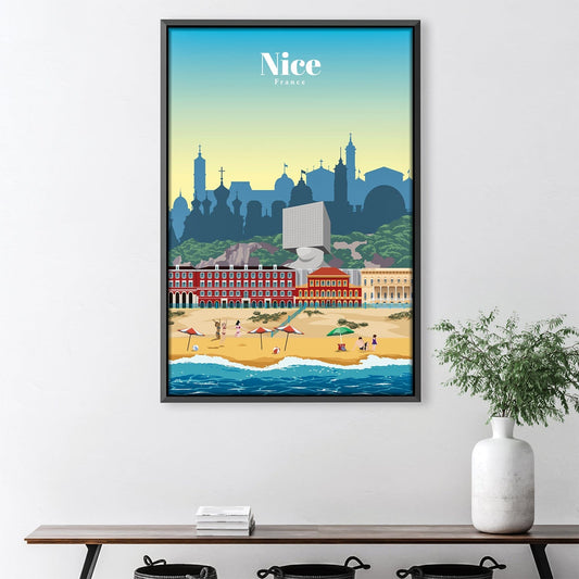 Stunning Oil Painting of Nice Beach Scene in Vibrant Colors