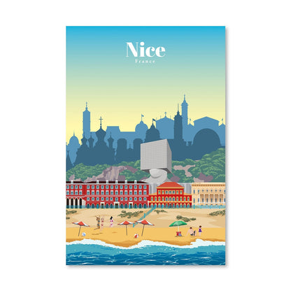 Stunning Oil Painting of Nice Beach Scene in Vibrant Colors