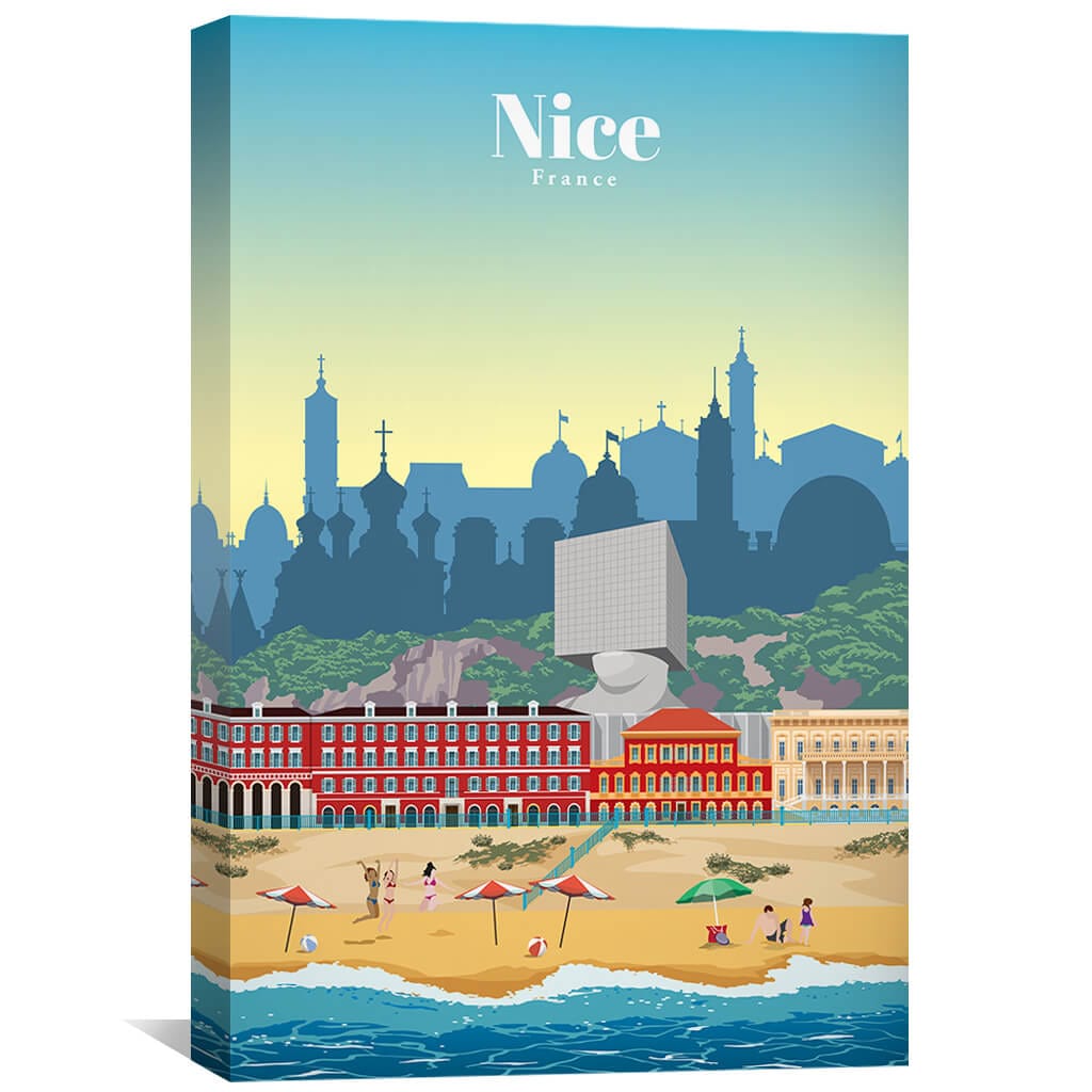 Stunning Oil Painting of Nice Beach Scene in Vibrant Colors