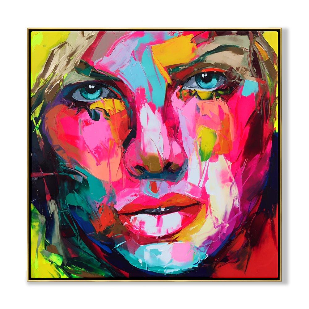 Vibrant Abstract Portrait of a Woman - Colorful Expressionist Oil Painting