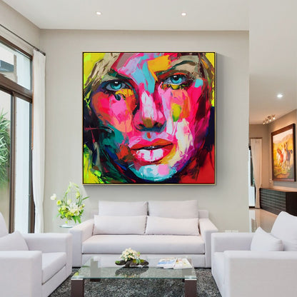 Vibrant Abstract Portrait of a Woman - Colorful Expressionist Oil Painting