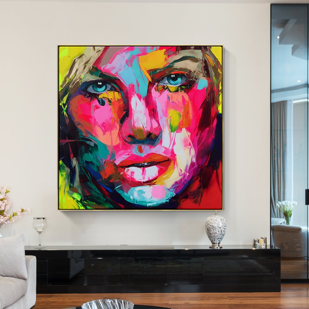 Vibrant Abstract Portrait of a Woman - Colorful Expressionist Oil Painting