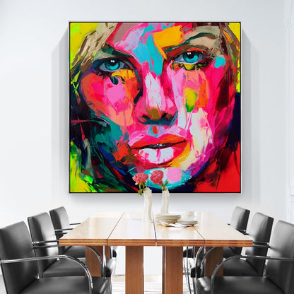 Vibrant Abstract Portrait of a Woman - Colorful Expressionist Oil Painting