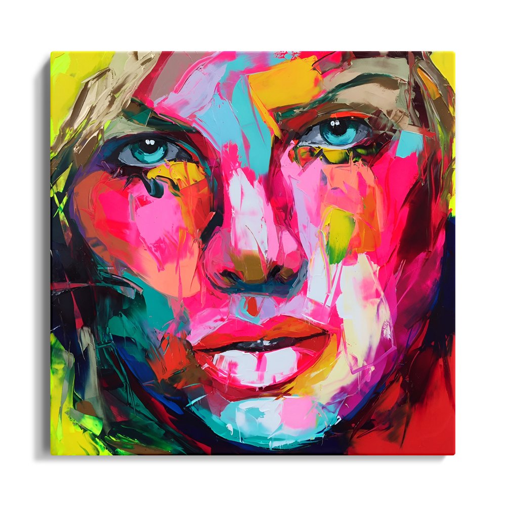 Vibrant Abstract Portrait of a Woman - Colorful Expressionist Oil Painting