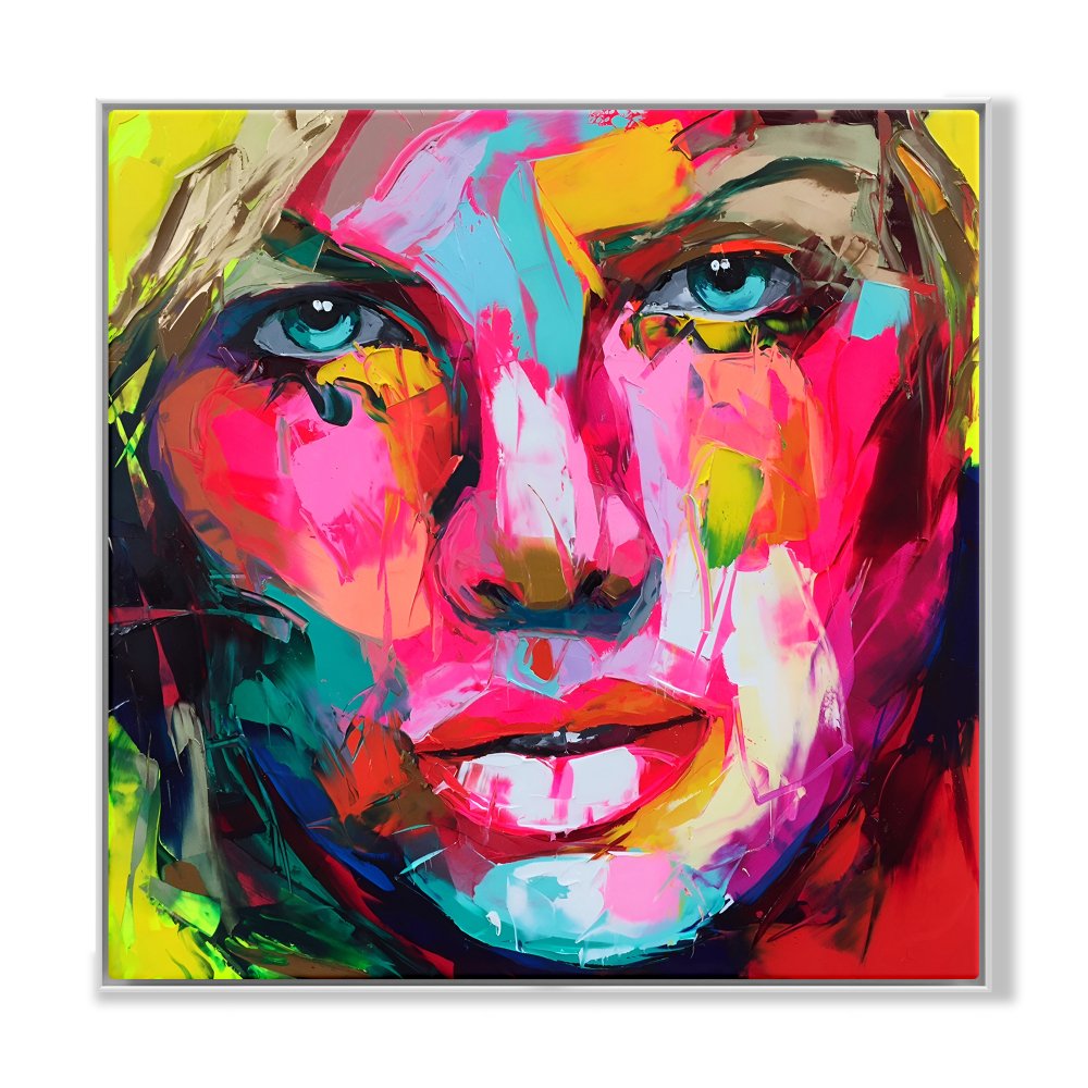 Vibrant Abstract Portrait of a Woman - Colorful Expressionist Oil Painting