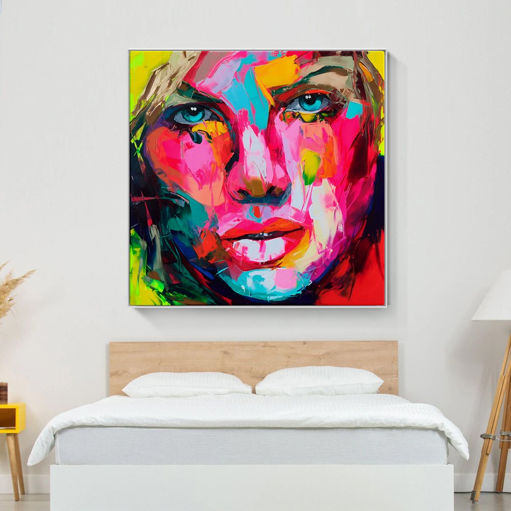 Vibrant Abstract Portrait of a Woman - Colorful Expressionist Oil Painting