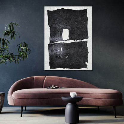 Abstract Black and White Oil Painting for Modern Home Decor