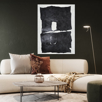 Abstract Black and White Oil Painting for Modern Home Decor