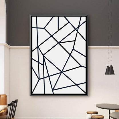 Modern Noir Abstract Lines Oil Painting for Contemporary Home Decor