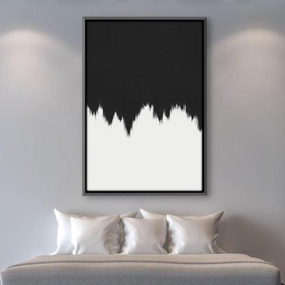 Minimalist Black and White Abstract Oil Painting for Modern Decor