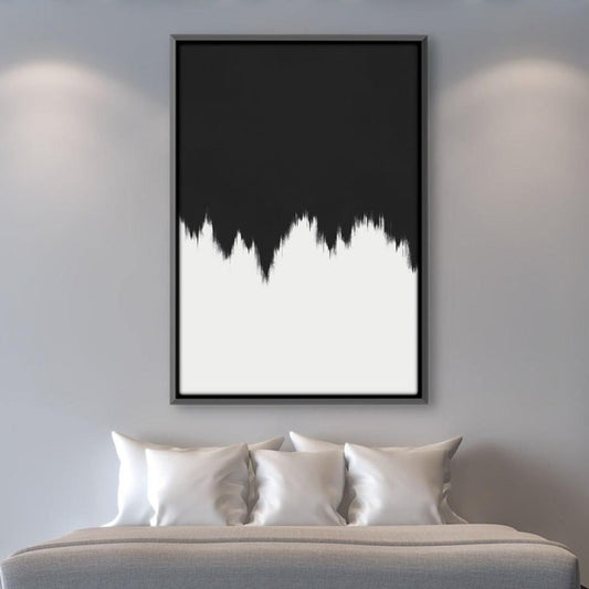 Minimalist Black and White Abstract Oil Painting for Modern Decor
