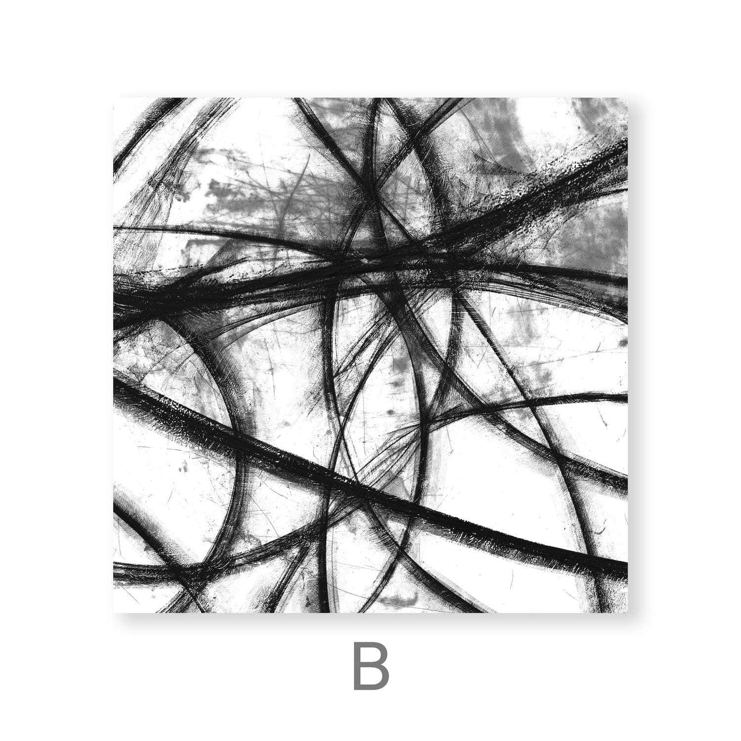 Abstract Black and White Lines Canvas Oil Painting for Modern Home Decor