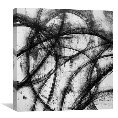 Abstract Black and White Lines Canvas Oil Painting for Modern Home Decor