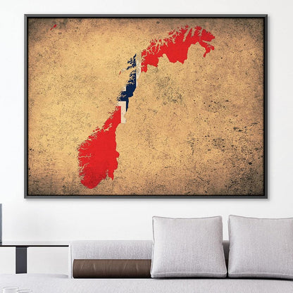 Vibrant Norway Map Oil Painting - Colorful Coastal Wall Art Décor for Home