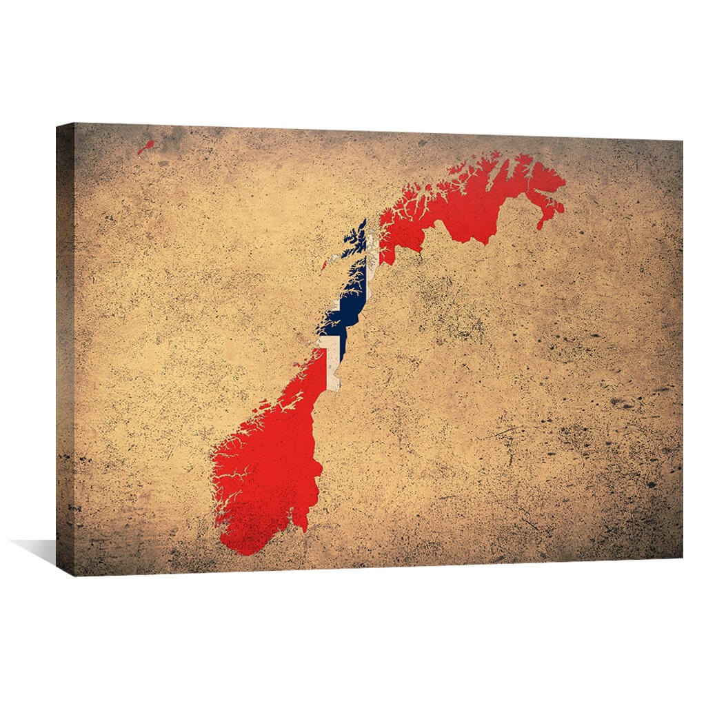 Vibrant Norway Map Oil Painting - Colorful Coastal Wall Art Décor for Home