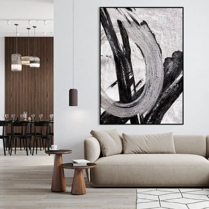 Abstract Serenity: Monochrome Oil Painting for Modern Home Decor