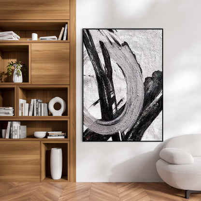 Abstract Serenity: Monochrome Oil Painting for Modern Home Decor