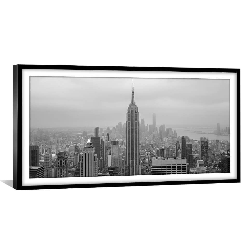 Stunning Black and White NYC Skyline Oil Painting for Modern Home Decor