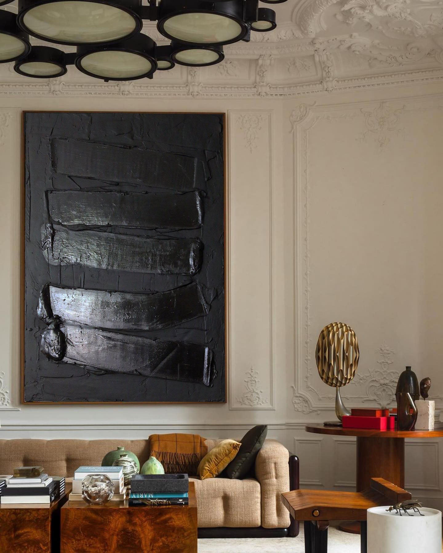 Sleek Black Minimalist Oil Painting for Modern Home Decor and Art Enthusiasts