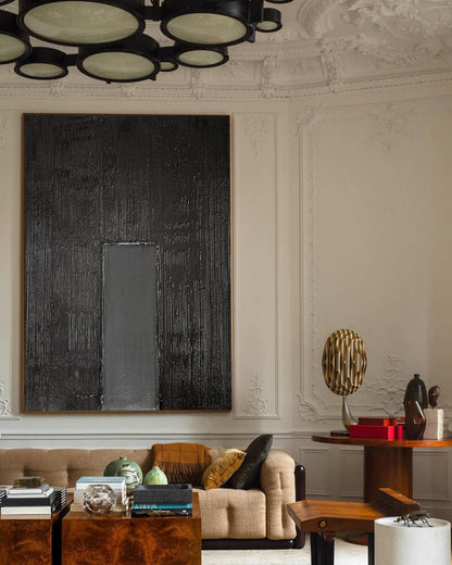 Abstract Black Texture Oil Painting for Modern Home Decor and Art Collection