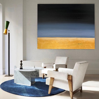 Stunning Black and Gold Abstract Oil Painting for Modern Home Decor