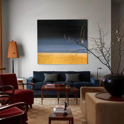 Stunning Black and Gold Abstract Oil Painting for Modern Home Decor