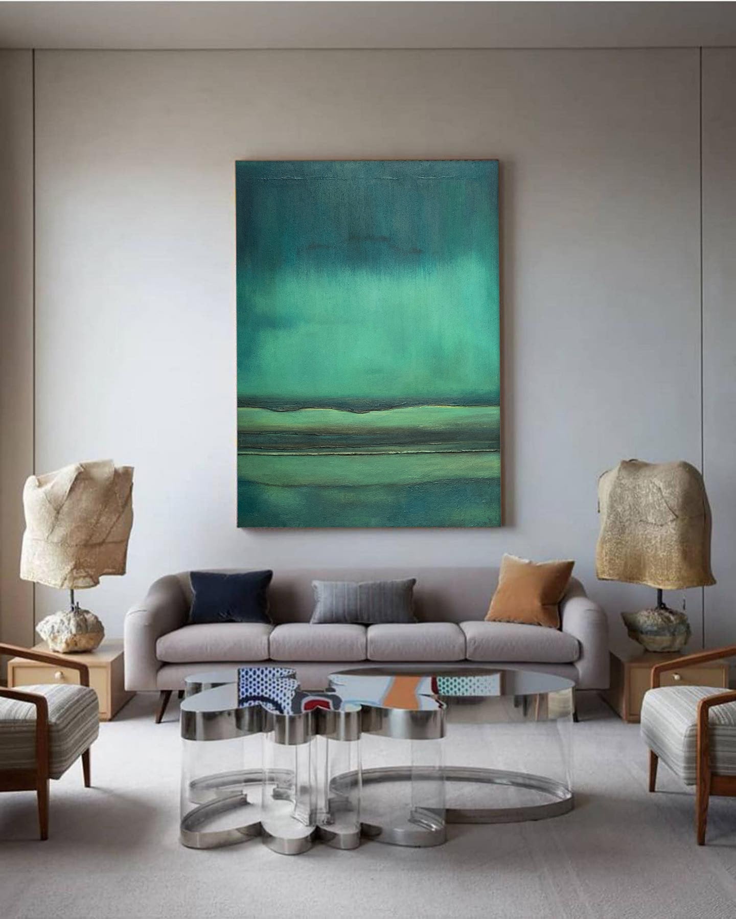 Serene Minimalist Oil Painting – Tranquil Abstract Canvas Art for Modern Decor