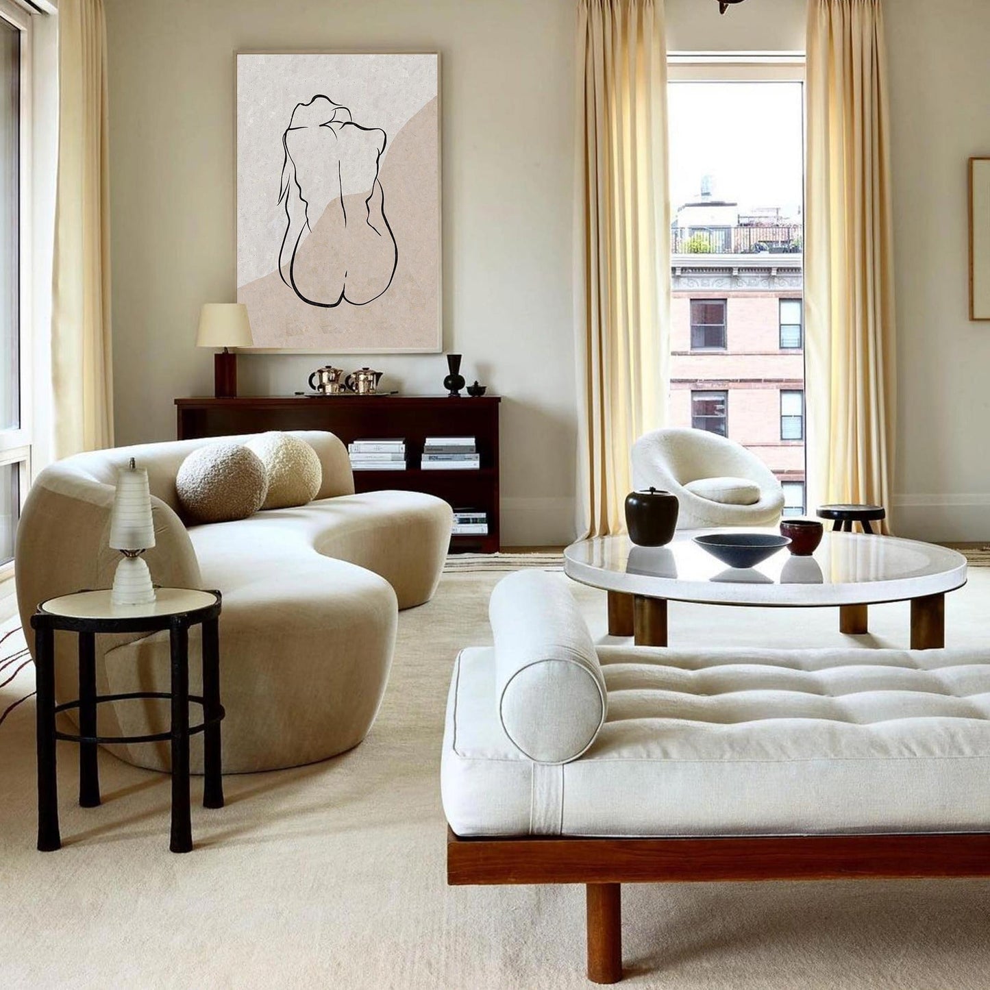 Elegant Beige Minimalist Abstract Oil Painting for Modern Home D√©cor