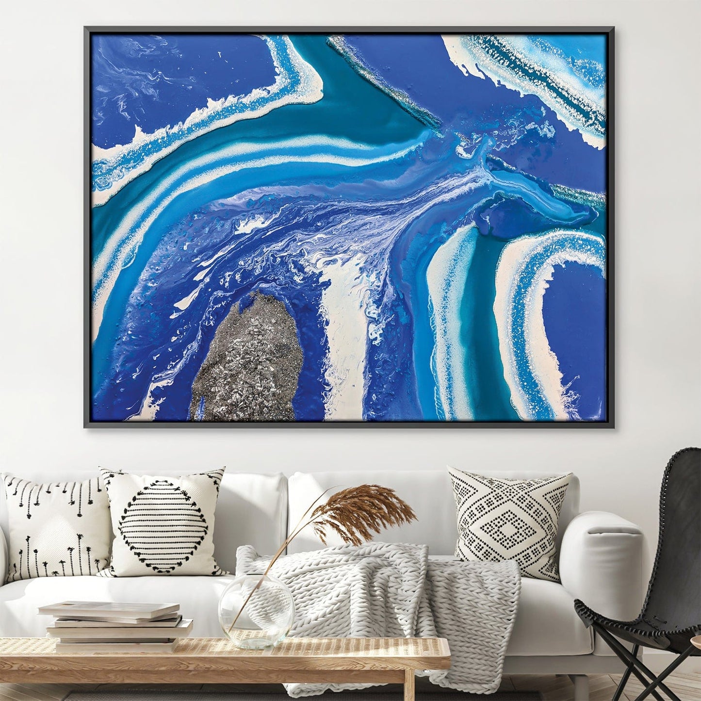 Stunning Blue Ocean Abstract Oil Painting for Modern Home Decor