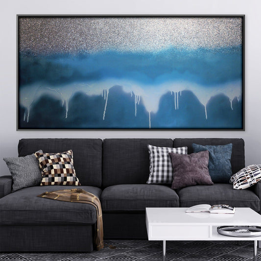 Ocean Wave Serenity Abstract Oil Painting for Modern Coastal Decor