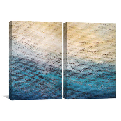 Serene Ocean Shore Abstract Oil Painting for Coastal Home Decor