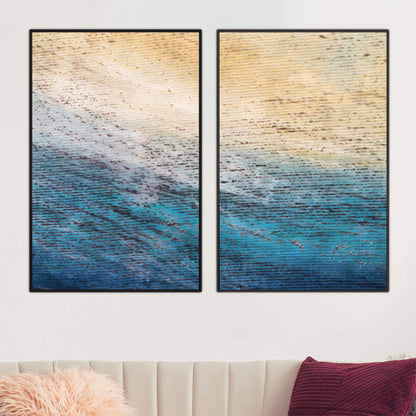 Serene Ocean Shore Abstract Oil Painting for Coastal Home Decor