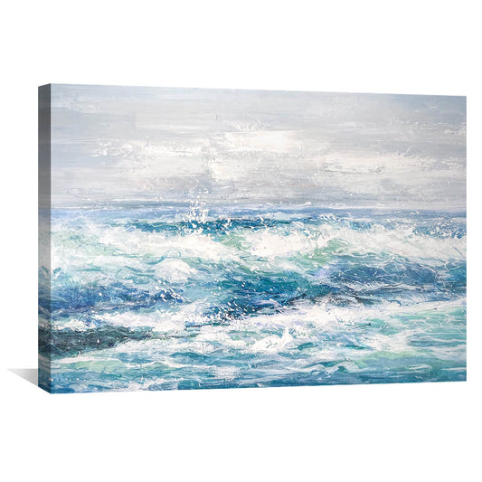 Serene Ocean Waves Oil Painting for Coastal Home Décor
